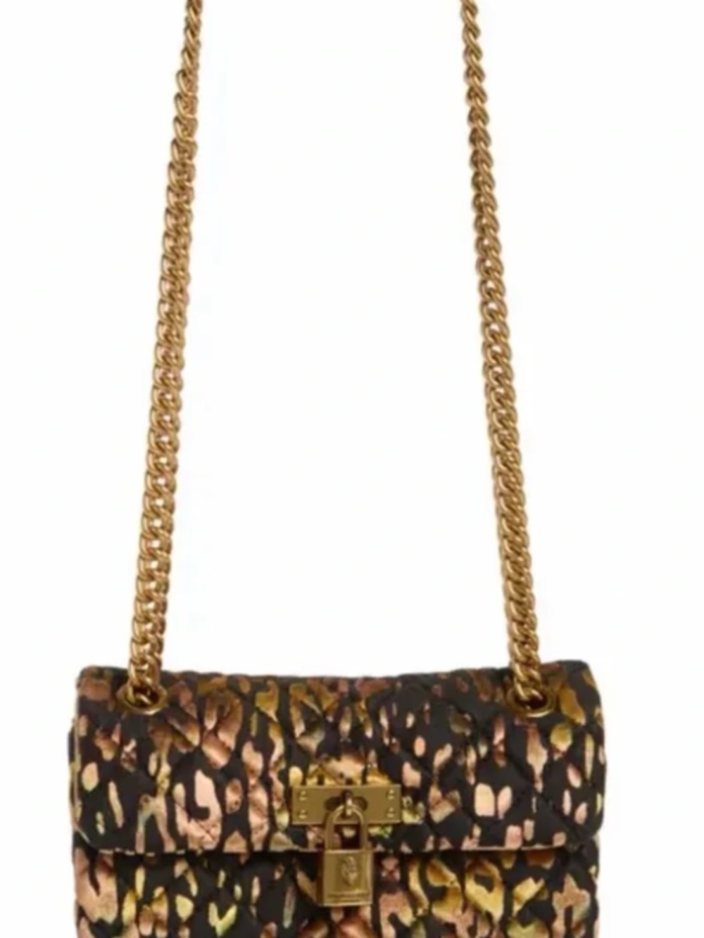 NEW Kurt Geiger Brixton Mini Leopard Print Gold Shoulder Bag Crossbody